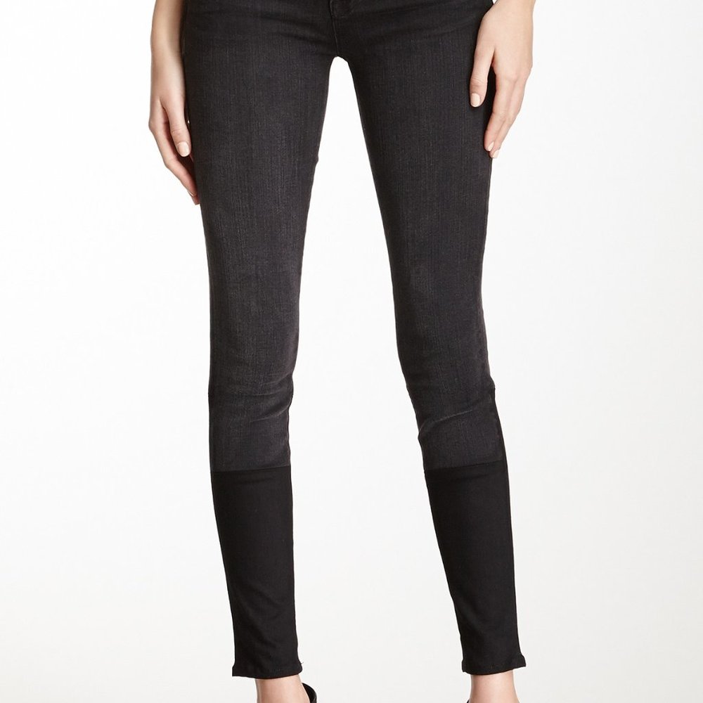 J Brand Skinny Stepped Hem Trim in Graphite Black
